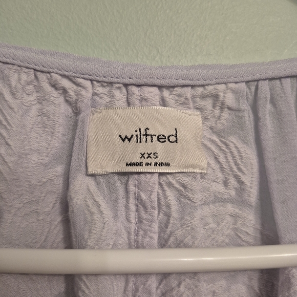 Wilfred Aritzia Women's Boho Purple Floral Sheer Cropped Blouse Size XXS-S - Picture 4 of 6